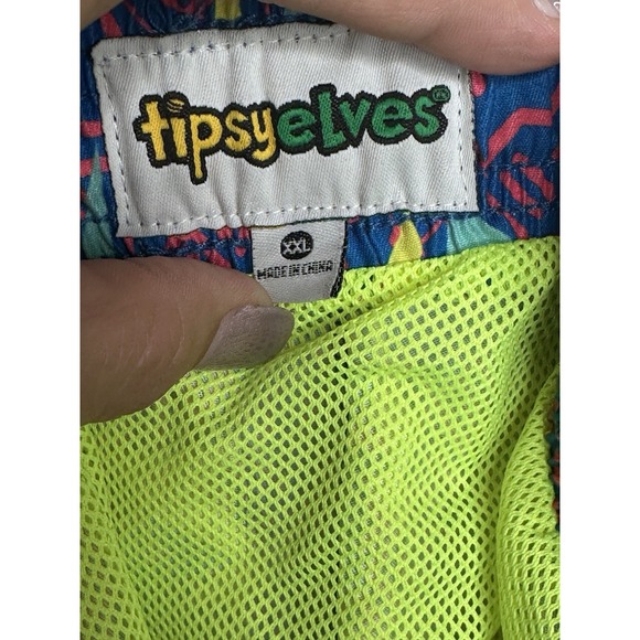 Tipsy Elves Grease Lightning Stretch Swim Trunks Men's XXL 2X Blue Mesh Support - Picture 6 of 7